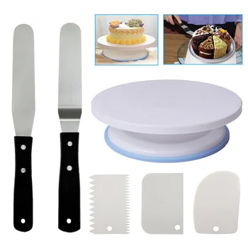 

Superior Bakeware Sets 1 Set Cake Decorating Turntable Rotating Cake Stand with Comb Icing Smoother Icing Spatula Baking Tools