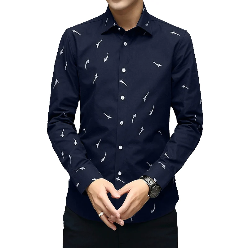 TFETTERS 2019 New Fashion Spring Autumn Men Shirt Business Casual Long Sleeve Flish Print Shirt Men Clothes Cotton Slim Shirt
TFETTERS 2019 New Fashion Spring Autumn Men Shirt Business Casual Long Sleeve Flish Print Shirt Men Clothes Cotton Slim Shirt