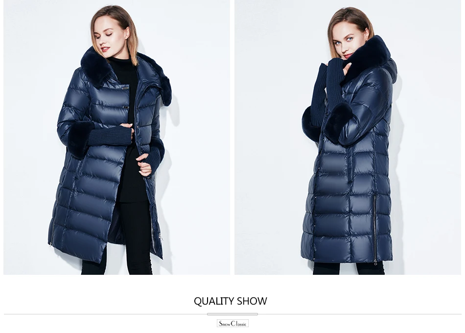 Snowclassic Winter Women Coat Jacket Padded Hooded Coats Three Quarter Warm Jackets Fur Collar Zipper Solid High Quality New 17