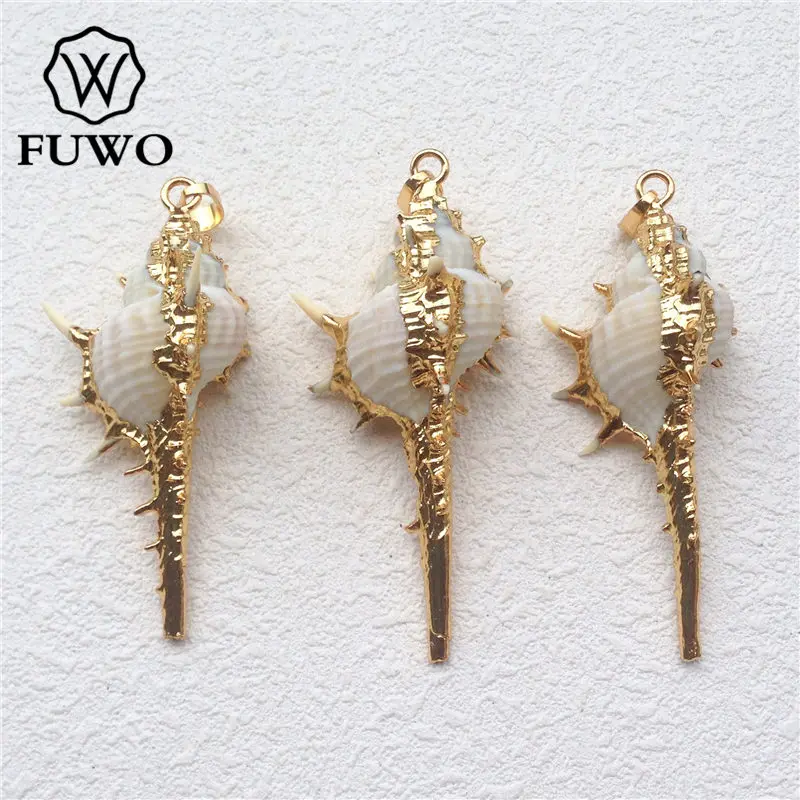 FUWO Natural Murex Shell Pendant With Gold Wrapped Genuine Spiky Trumpet Shell Pendant Beach Charms Jewelry Wholesale PD553
FUWO Natural Murex Shell Pendant With Gold Wrapped Genuine Spiky Trumpet Shell Pendant Beach Charms Jewelry Wholesale PD553