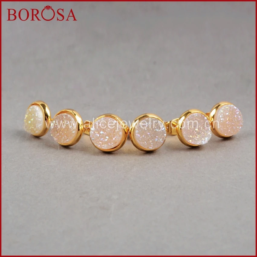 BOROSA Gold Color Opal White Titanium Druzy Geode Studs Earrings,8mm Round Natural Crystal Titanium Druzy Earrings Gems G0198-7
BOROSA Gold Color Opal White Titanium Druzy Geode Studs Earrings,8mm Round Natural Crystal Titanium Druzy Earrings Gems G0198-7