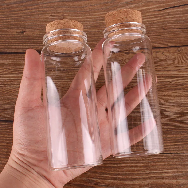 

12pcs 47*120*33mm 150ml Mini Glass Wishing Bottles Tiny Jars Vials With Cork Stopper wedding gift