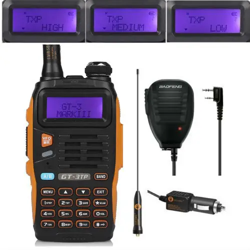 Baofeng GT-3TP MarkIII 1/4/8Watt High Power 136-174/400-520MHz Ham Two-way Radio Walkie Talkie + Microphone Speaker
Baofeng GT-3TP MarkIII 1/4/8Watt High Power 136-174/400-520MHz Ham Two-way Radio Walkie Talkie + Microphone Speaker