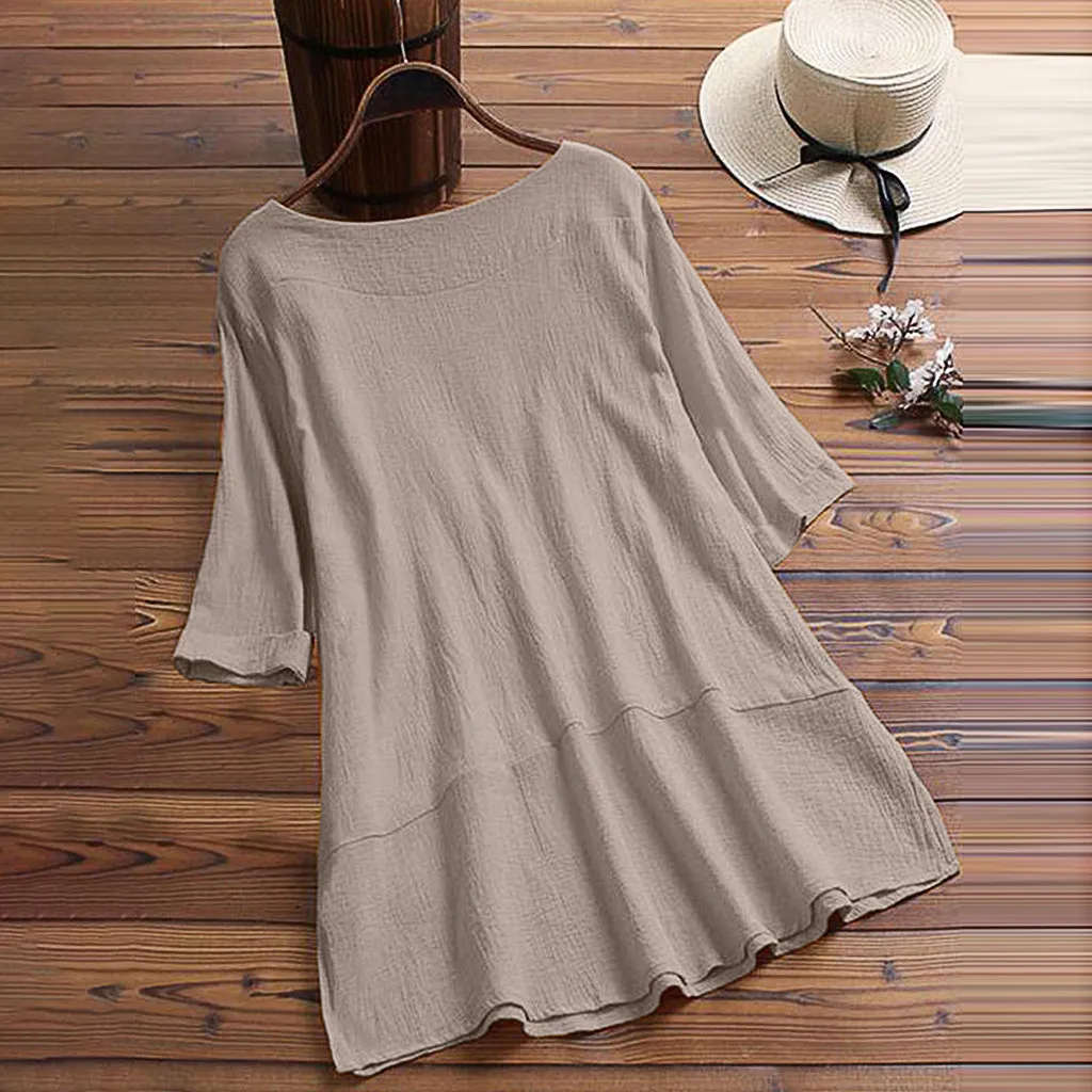 Women Vintage Blouse Pure Color Plus Size O-Neck Short Sleeve Loose Top Casual Shirt Regular blusas Summer Shirts
Women Vintage Blouse Pure Color Plus Size O-Neck Short Sleeve Loose Top Casual Shirt Regular blusas Summer Shirts