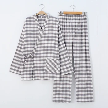 Men Sleepwear Kimono Yarn-dyed Grid with Pure Cotton Flannel Pajamas Grinding Plush Cloth Pajama Set Mens Leisure Sleepwear
Men Sleepwear Kimono Yarn-dyed Grid with Pure Cotton Flannel Pajamas Grinding Plush Cloth Pajama Set Mens Leisure Sleepwear
