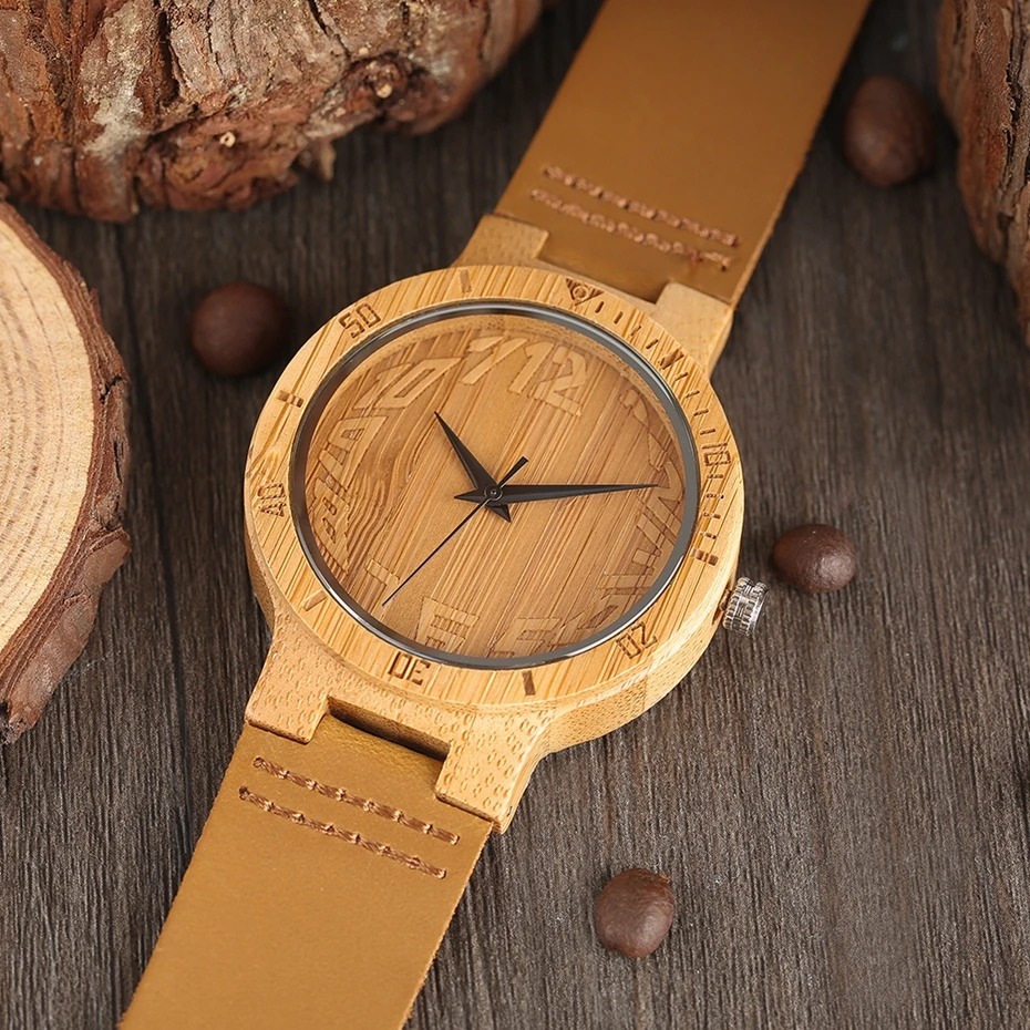 Top Minimalist Natural Bamboo Wood Watch Male Handmade Simple Mens Sports Quartz Wristwatch Arabic Numbers reloj de hombre 2018 (6)