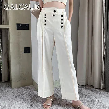 GALCAUR Summer White Women Trousers High Waist Button Big Size Wide Leg Pants Female Fashion Clothes 2020 Elegant New Tide
GALCAUR Summer White Women Trousers High Waist Button Big Size Wide Leg Pants Female Fashion Clothes 2020 Elegant New Tide