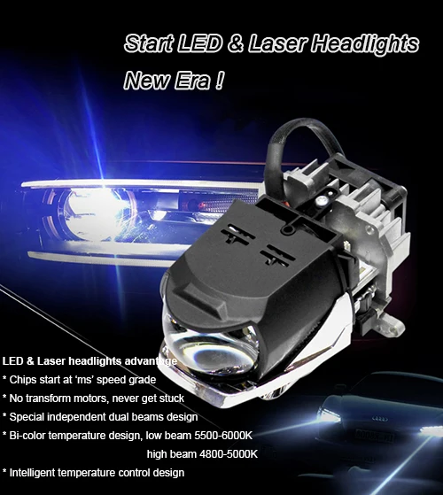 LED and laser projector headlights for vehicles 6