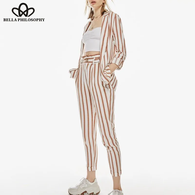 Spring Long Sleeve Striped Blazers Women Suits Office Lady Loose Set Elastic Casual Sashes Blazer Vintage Outwear 2019NEW Wonder
Spring Long Sleeve Striped Blazers Women Suits Office Lady Loose Set Elastic Casual Sashes Blazer Vintage Outwear 2019NEW Wonder