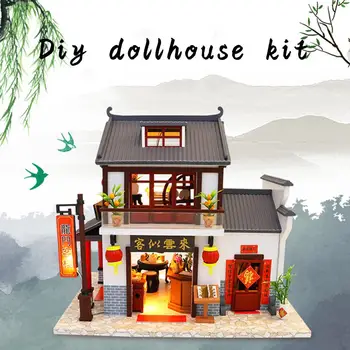 DIY Hut Longmen Inn Handmade Wooden House Model Innovative Toy Puzzle Assembled Birthday Gift DIY Dollhouse Kit
DIY Hut Longmen Inn Handmade Wooden House Model Innovative Toy Puzzle Assembled Birthday Gift DIY Dollhouse Kit