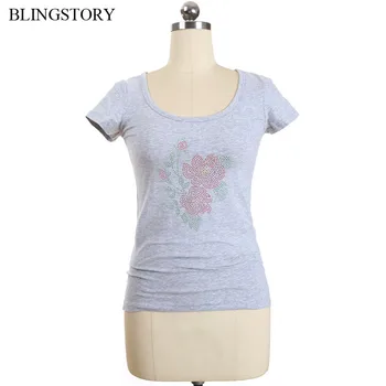 BLINGSTORY Short Sleeve O-neck Tops Floral Print Plus Size Women T-shirt With Diamond
BLINGSTORY Short Sleeve O-neck Tops Floral Print Plus Size Women T-shirt With Diamond