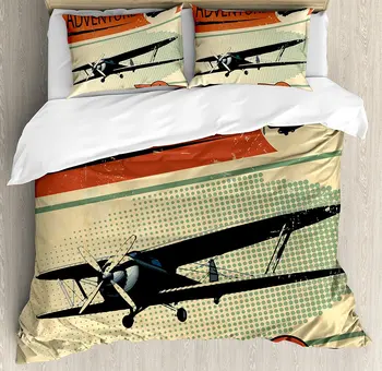 Vintage Duvet Cover Set Nostalgic Small on Dotted Grunge Backdrop Military Adventure Airpark Plane Graphic 4pcs Bedding Set
Vintage Duvet Cover Set Nostalgic Small on Dotted Grunge Backdrop Military Adventure Airpark Plane Graphic 4pcs Bedding Set