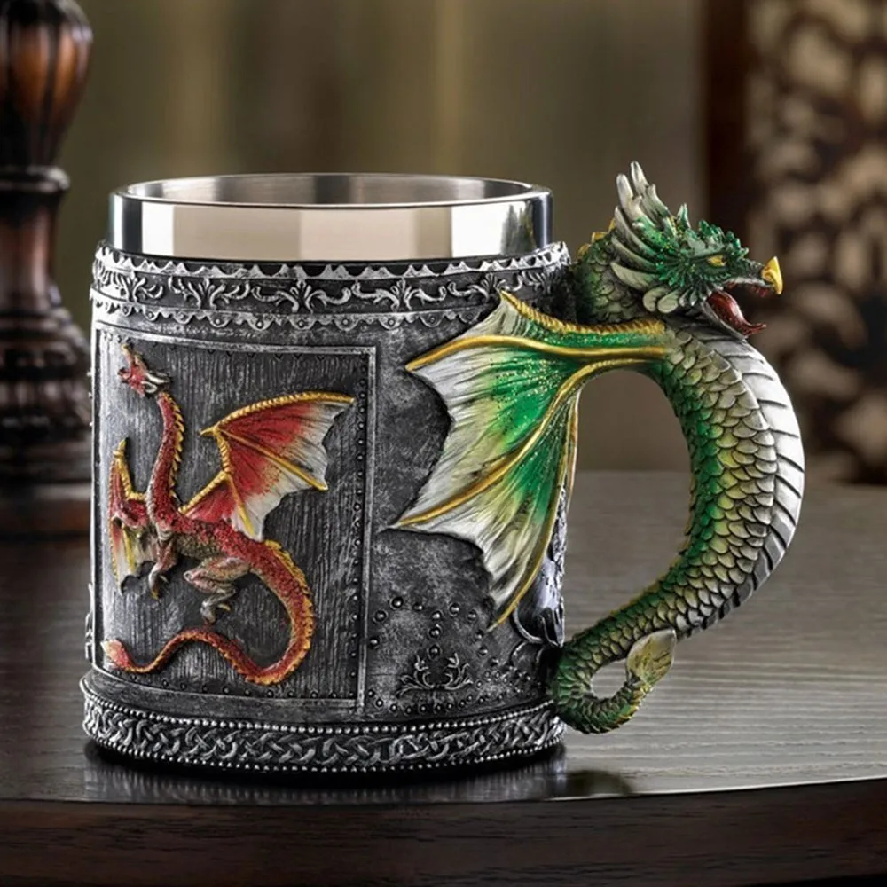 3D Pattern Stainless Steel Mug Dragon Tankard Celtic Knot Work Beer Coffee Tea Cup Mug King Drinking CuP Insert 350ML
3D Pattern Stainless Steel Mug Dragon Tankard Celtic Knot Work Beer Coffee Tea Cup Mug King Drinking CuP Insert 350ML