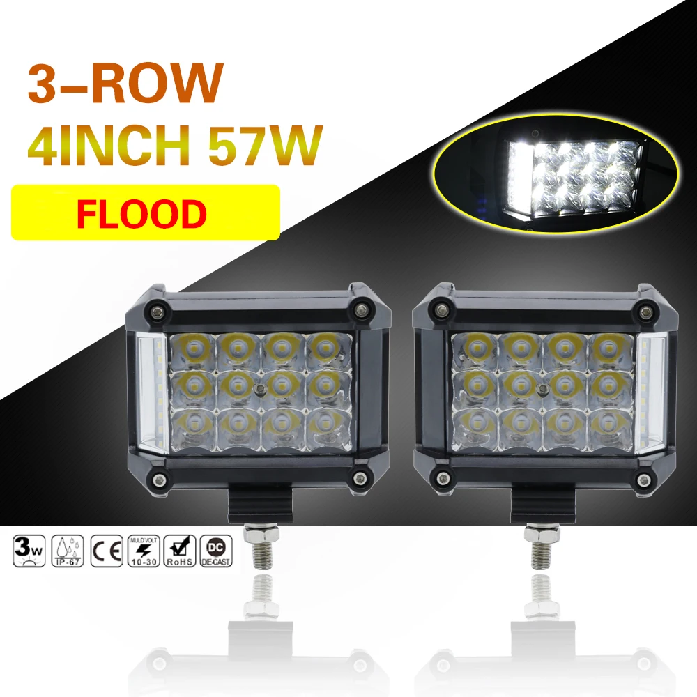 2pcs 4 57W LED Work Light Flood 4x4 Offroad Led Bar Light Driving Lamp Headlight Trucks Boat ATV SUV 4WD 12v 24v (21)