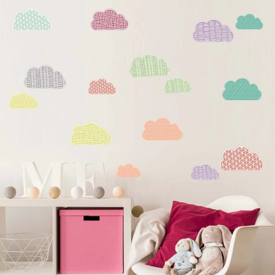 Colorful DIY Cloud Decals Wall Art Mural For Kid Nursery Bedroom Home Decor Vinyl Wall Sticker Removable Wallpaper Self Adhesive (2)
