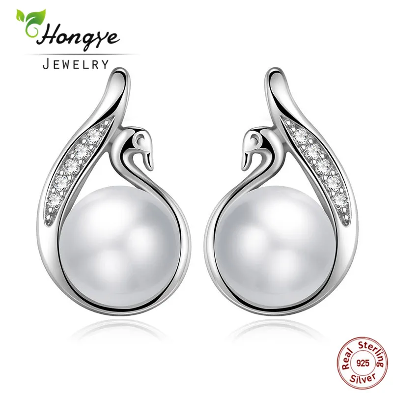 Fashion Sweet Cute Swan 925 Sterling Silver White Natural Freshwater Pearl Cubic Zirconia Push-back Stud Earrings For Women Hot
Fashion Sweet Cute Swan 925 Sterling Silver White Natural Freshwater Pearl Cubic Zirconia Push-back Stud Earrings For Women Hot