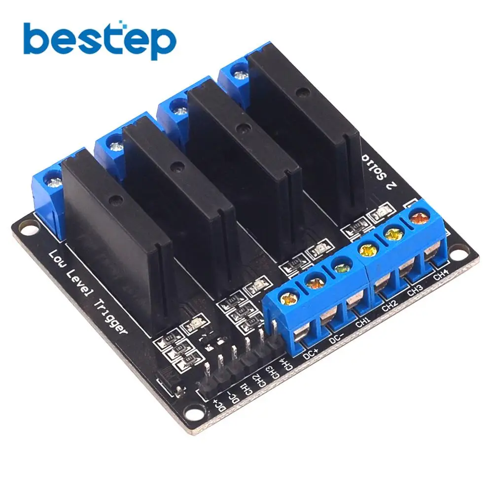 4 Channel Solid State Relay Module Low Level Trigger DC-AC/DC-DC 250V 2A Output with Resistive Fuse 5V 12V 24V 3-24V
4 Channel Solid State Relay Module Low Level Trigger DC-AC/DC-DC 250V 2A Output with Resistive Fuse 5V 12V 24V 3-24V