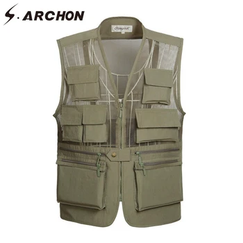 S.ARCHON Summer Military Thin Mesh Vest Men Quick Dry Breathable Sleeveless Waistcoats Male Casual Multi Pocket Photography Vest
S.ARCHON Summer Military Thin Mesh Vest Men Quick Dry Breathable Sleeveless Waistcoats Male Casual Multi Pocket Photography Vest