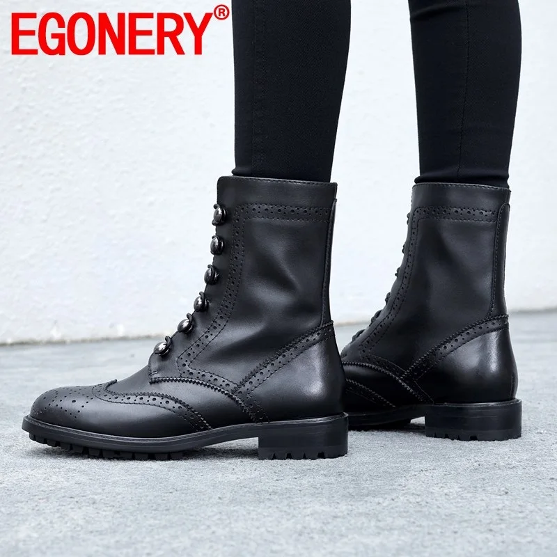 EGONERY woman shoes autumn winter new handmade genuine leather ankle boots outside low heels cross-tied shoes drop shipping
EGONERY woman shoes autumn winter new handmade genuine leather ankle boots outside low heels cross-tied shoes drop shipping