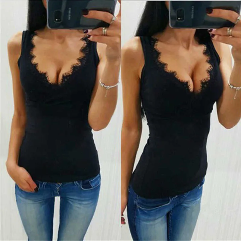 Hot Camis New Fashion Women Ladies Lace V Neck Vest Top Sleeveless Casual Tops New Summer Women's Black White T-Shirt Camis Tops
Hot Camis New Fashion Women Ladies Lace V Neck Vest Top Sleeveless Casual Tops New Summer Women's Black White T-Shirt Camis Tops