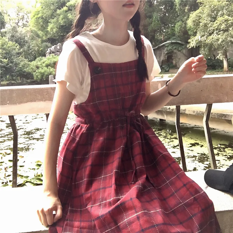 Preppy Style Spring Autumn Women Sundress Suspenders Blue Red Plaid Vintage Femme Robe Sleeveless String Elegant All-Match Dress
Preppy Style Spring Autumn Women Sundress Suspenders Blue Red Plaid Vintage Femme Robe Sleeveless String Elegant All-Match Dress