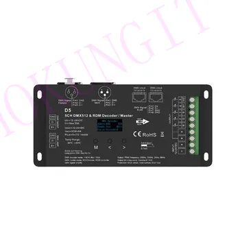 OLED 5CH*6A 12-24VDC CV DMX Decoder D5 5-channel DMX512 and RDM decoder/master, XLR3, RJ45, green terminal interface
OLED 5CH*6A 12-24VDC CV DMX Decoder D5 5-channel DMX512 and RDM decoder/master, XLR3, RJ45, green terminal interface