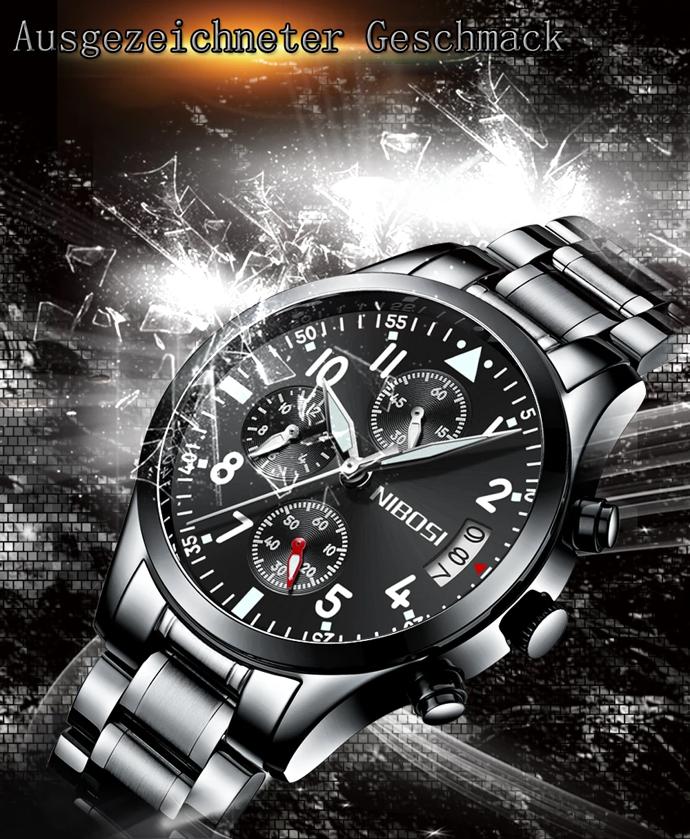 Relogio Masculino NIBOSI Mens Watches Top Brand Luxury Famous Brand Watch Men Waterproof Stainless Steel Sport Watch For Men (35)
