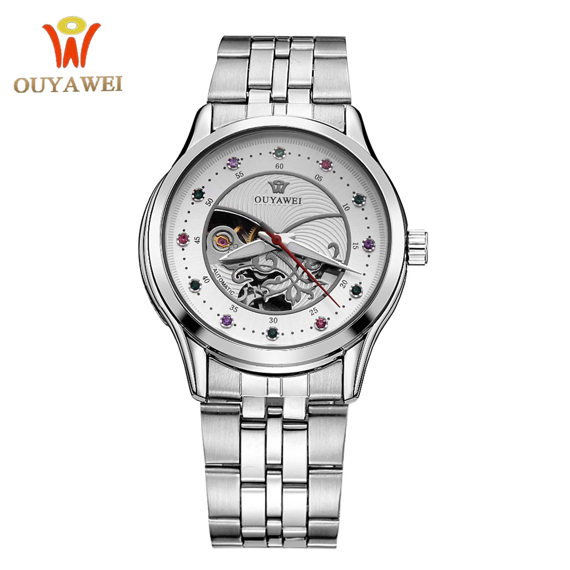 Fashion Colored Rhinestone Ladies Watch Skeleton Automatic Mechanical Stainless Steel Watches Women Waterproof Luxury Brand Gift
Fashion Colored Rhinestone Ladies Watch Skeleton Automatic Mechanical Stainless Steel Watches Women Waterproof Luxury Brand Gift
