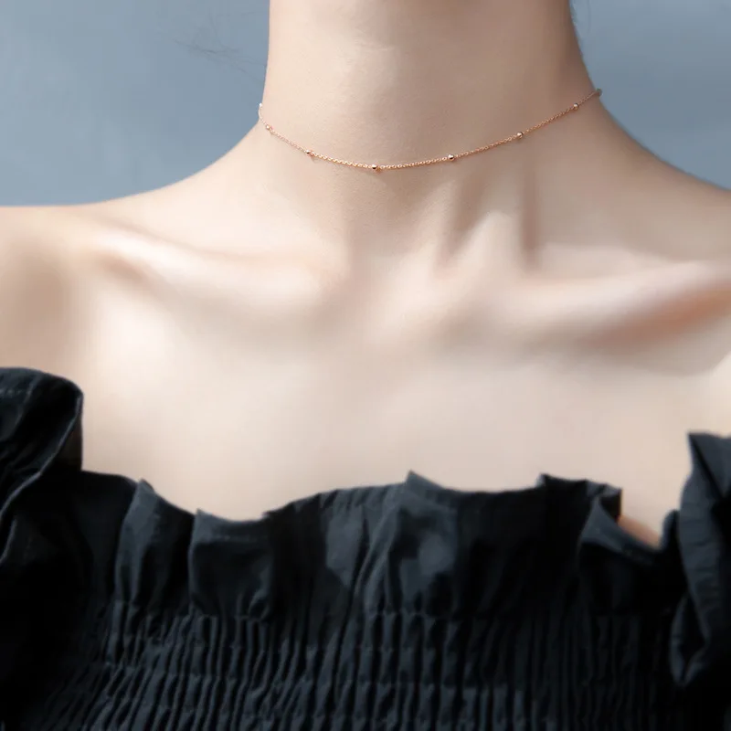 925 Sterling Silver Chokers Necklaces for Women Rose Gold Color Fashion Korean Short Clavicle Necklace Femme Minimalist Jewelry
925 Sterling Silver Chokers Necklaces for Women Rose Gold Color Fashion Korean Short Clavicle Necklace Femme Minimalist Jewelry