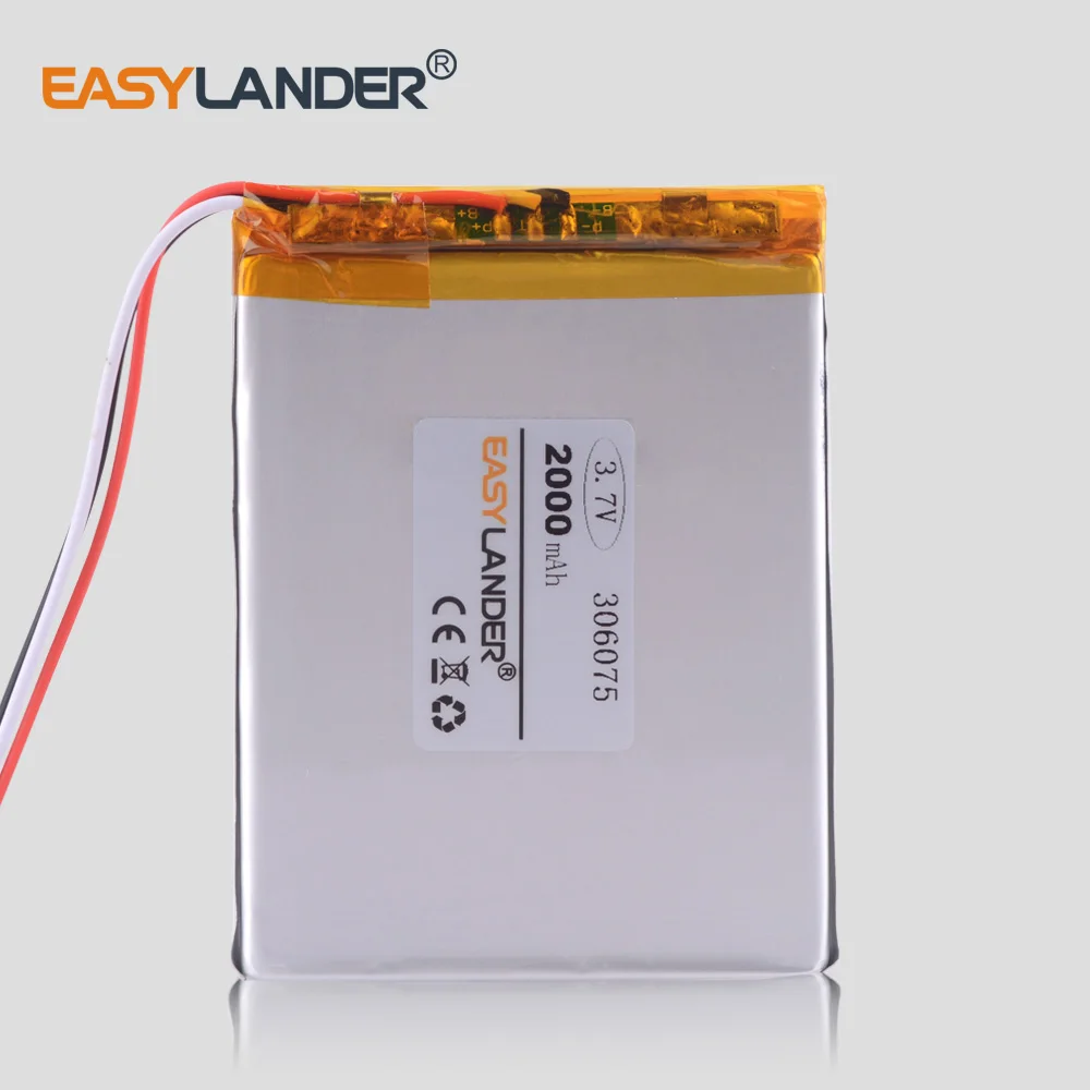 306075 3.7V 2000mAh Rechargeable Li-Polymer Li-ion Battery For GPS Tablet PC PocketBook 306075PL 4G-15 / 4K-19 E-book 306075
306075 3.7V 2000mAh Rechargeable Li-Polymer Li-ion Battery For GPS Tablet PC PocketBook 306075PL 4G-15 / 4K-19 E-book 306075