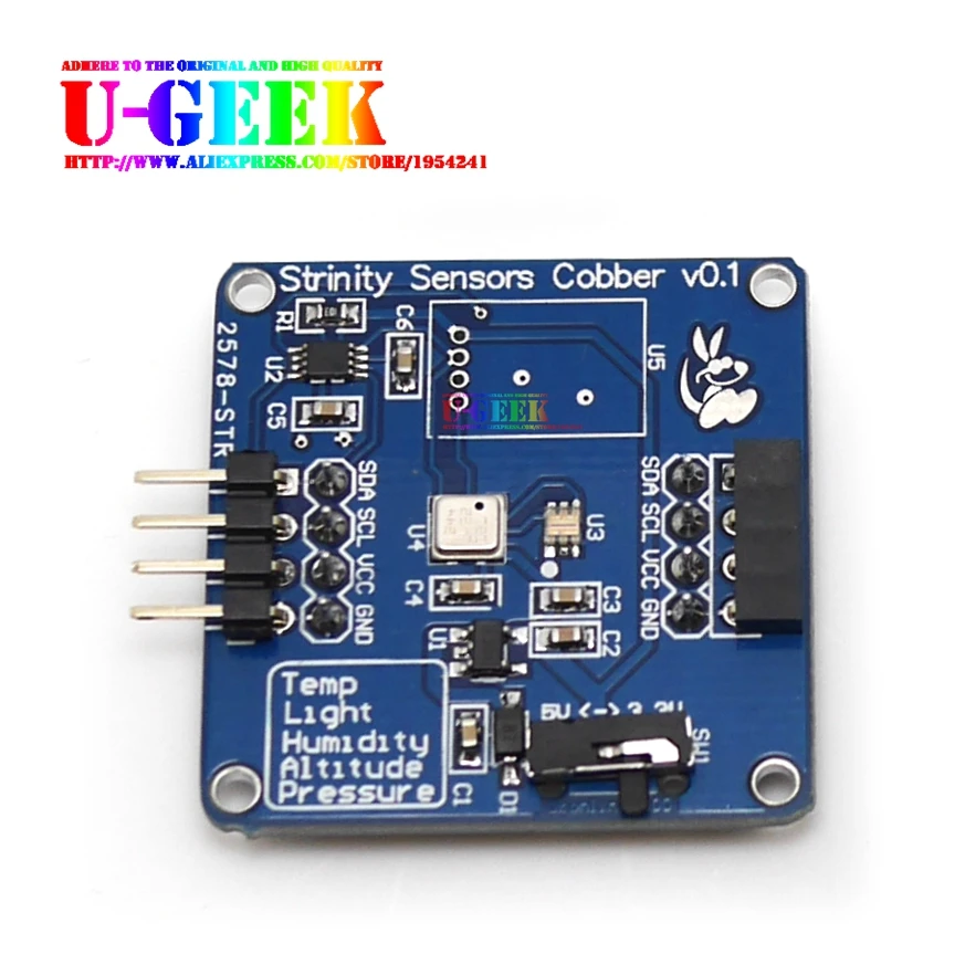 

UGEEK Temperature, Barometric, Altitude, Light Four in One Sensor Module for Arduino/Raspberry Pi 3B+/3B/2B/Zero, Suport Stack