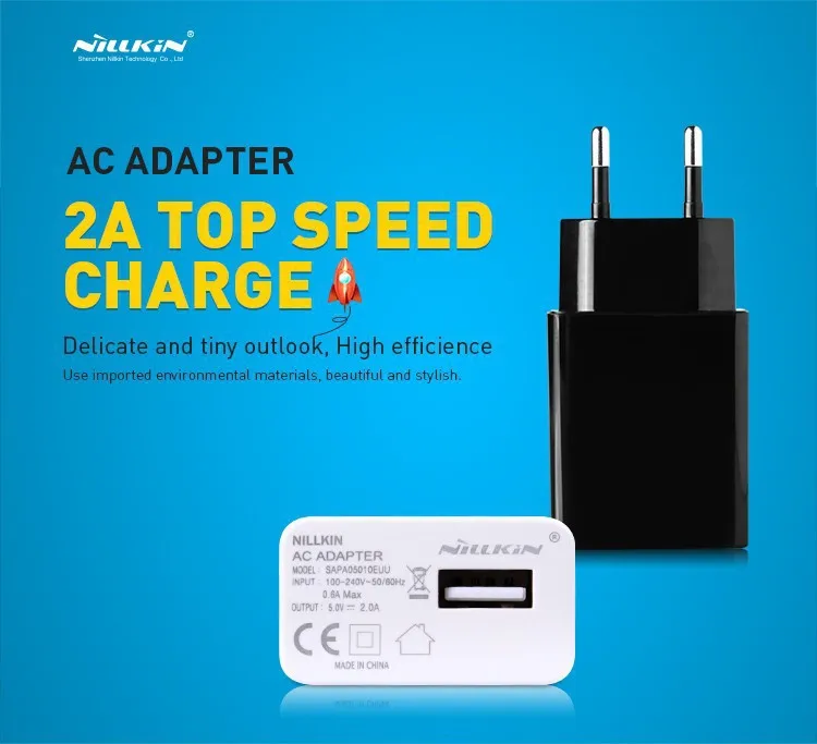 Image 5pcs lot 2A Top Speed Charger NILLKIN AC 2A EU Europe Standard USB Plug Power Wall Charger Adapter For Cell Phone USB Charger