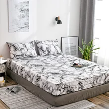 Nova impressão cama colchão capa de mármore à prova dwaterproof água impressão colchas rei almofada lençol lençol lençóis capa cama(China)