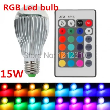 Новое поступление 2017 светодиодная RGB-лампа E27 15 Вт с дистанционным управлением