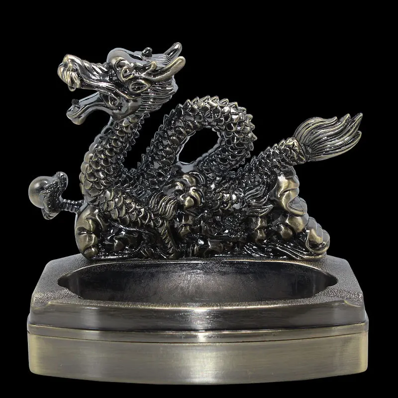 

Cenicero Ashtray With Refillable Gas Lighter Fuction Smoking Accessories Portable Hallowe Cigarette Cigar Dragon Ash tray