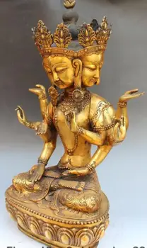 S5137 20" Tibet Bronze Gilt 4 Head 8 Arms Vajra Ushnishavijaya Namgyalma Buddha Statue
S5137 20" Tibet Bronze Gilt 4 Head 8 Arms Vajra Ushnishavijaya Namgyalma Buddha Statue