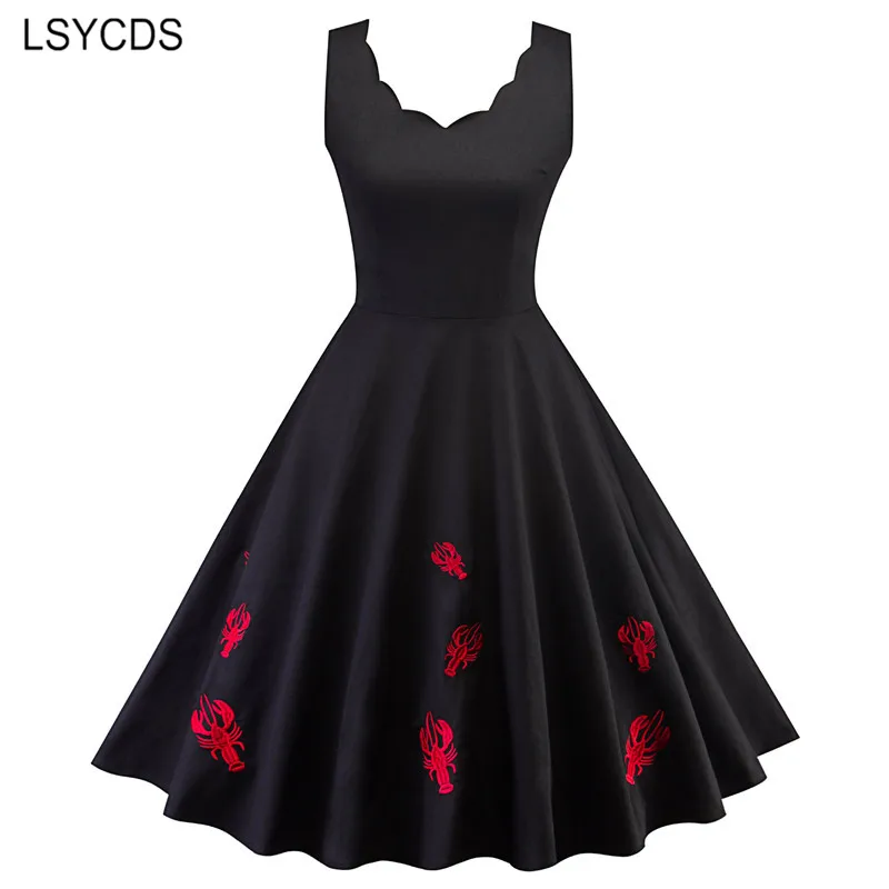LSYCDS Elegant Summer Black Dress Women Solid Sleeveless A-line Embroidery Vintage Ladies Party Dresses
LSYCDS Elegant Summer Black Dress Women Solid Sleeveless A-line Embroidery Vintage Ladies Party Dresses