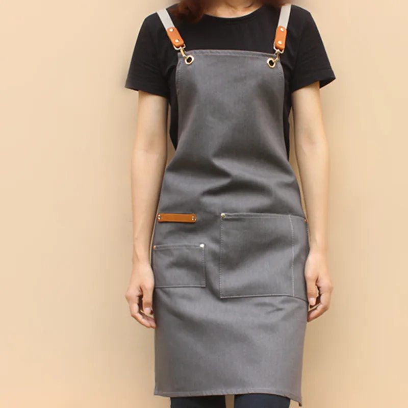 

Cross-back Denim Apron Cafe Barista Bartender Restaurant Pastry Chef Uniform Barber Hairdresser Florist Painter Work Wear B42