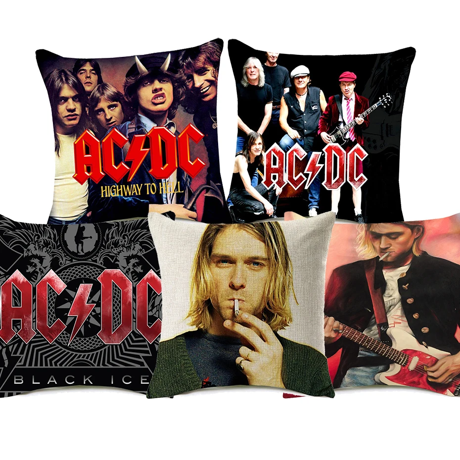 Rock And Roll Music Band Cushion Cover AC/DC Kurt Donald Cobain Portrait Cushion Covers Decorative Linen Pillowcase For Fans
Rock And Roll Music Band Cushion Cover AC/DC Kurt Donald Cobain Portrait Cushion Covers Decorative Linen Pillowcase For Fans