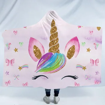 Cartoon Unicorn Printed Cloak Hooded Blanket Thicken Warm Wearable Hat Blanket Portable Camp Throw Bedding 130x150cm/150x200cm
Cartoon Unicorn Printed Cloak Hooded Blanket Thicken Warm Wearable Hat Blanket Portable Camp Throw Bedding 130x150cm/150x200cm