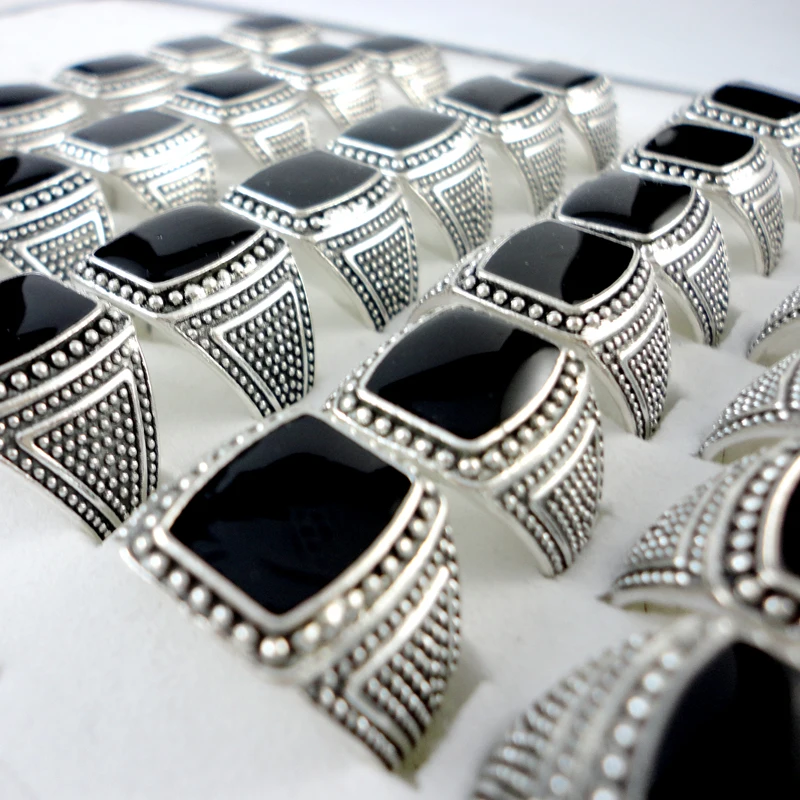 50Pcs Black Vintage Style Silver Plated Men Rings For Man and Women Retro Fashion Wholesale Jewelry Bulks Lots Hot Sale LR347
50Pcs Black Vintage Style Silver Plated Men Rings For Man and Women Retro Fashion Wholesale Jewelry Bulks Lots Hot Sale LR347