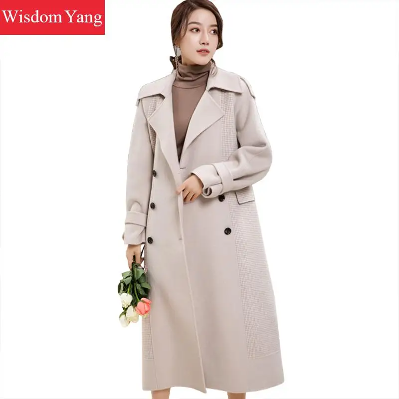Elegant Khaki Plaid Wool Women Coats Winter Warm Female Houndstooth Long Overcoat Woolen Korean Coat Office Lady Loose Outerwear
Elegant Khaki Plaid Wool Women Coats Winter Warm Female Houndstooth Long Overcoat Woolen Korean Coat Office Lady Loose Outerwear