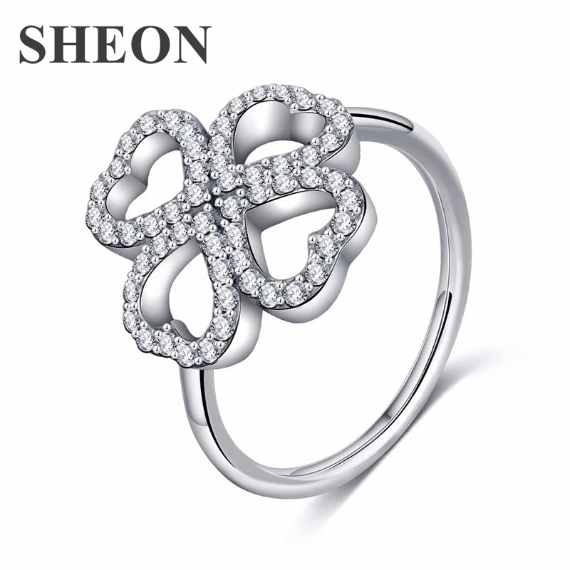 SHEON Lucky Four Leaf Clover Rings Luxury Clear CZ Petal Heart Ring For Women Wedding & Engagement Jewelry Valentine's Day Gift
SHEON Lucky Four Leaf Clover Rings Luxury Clear CZ Petal Heart Ring For Women Wedding & Engagement Jewelry Valentine's Day Gift