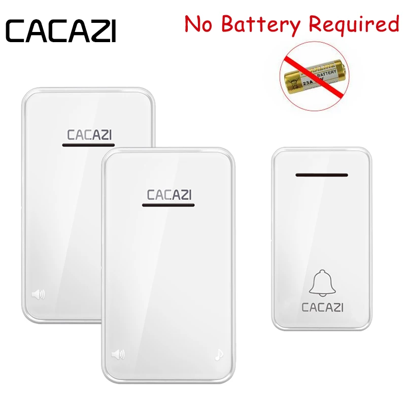 

CACAZI Self-powered Home Wireless Doorbell Waterproof No Battery 200M Remote LED Light Calling Bell EU Plug 6 Volume 48 Chime