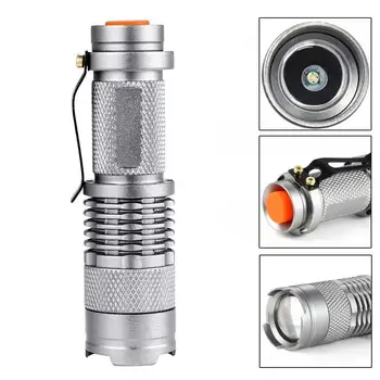 Silver Mini penlight LED Flashlight Torch 3 Modes zoomable Adjustable Focus Lantern Portable Light AA battery
Silver Mini penlight LED Flashlight Torch 3 Modes zoomable Adjustable Focus Lantern Portable Light AA battery
