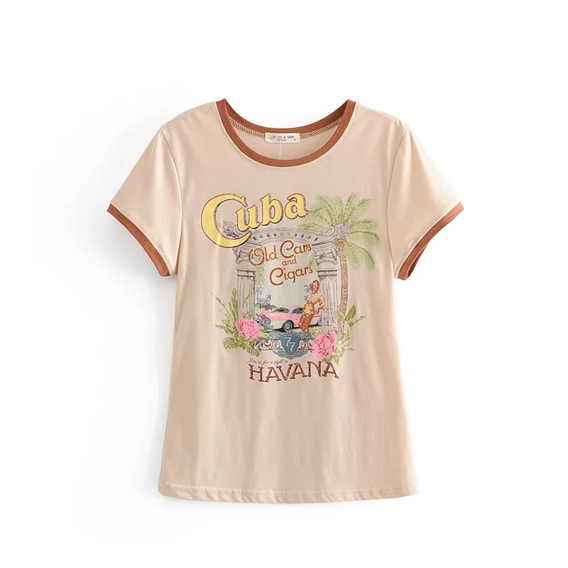 2019 Women T Shirt Characters & coconut tree Print Tee Summer O neck Short sleeve Casual Letters Shirt Female Tops C722
2019 Women T Shirt Characters & coconut tree Print Tee Summer O neck Short sleeve Casual Letters Shirt Female Tops C722