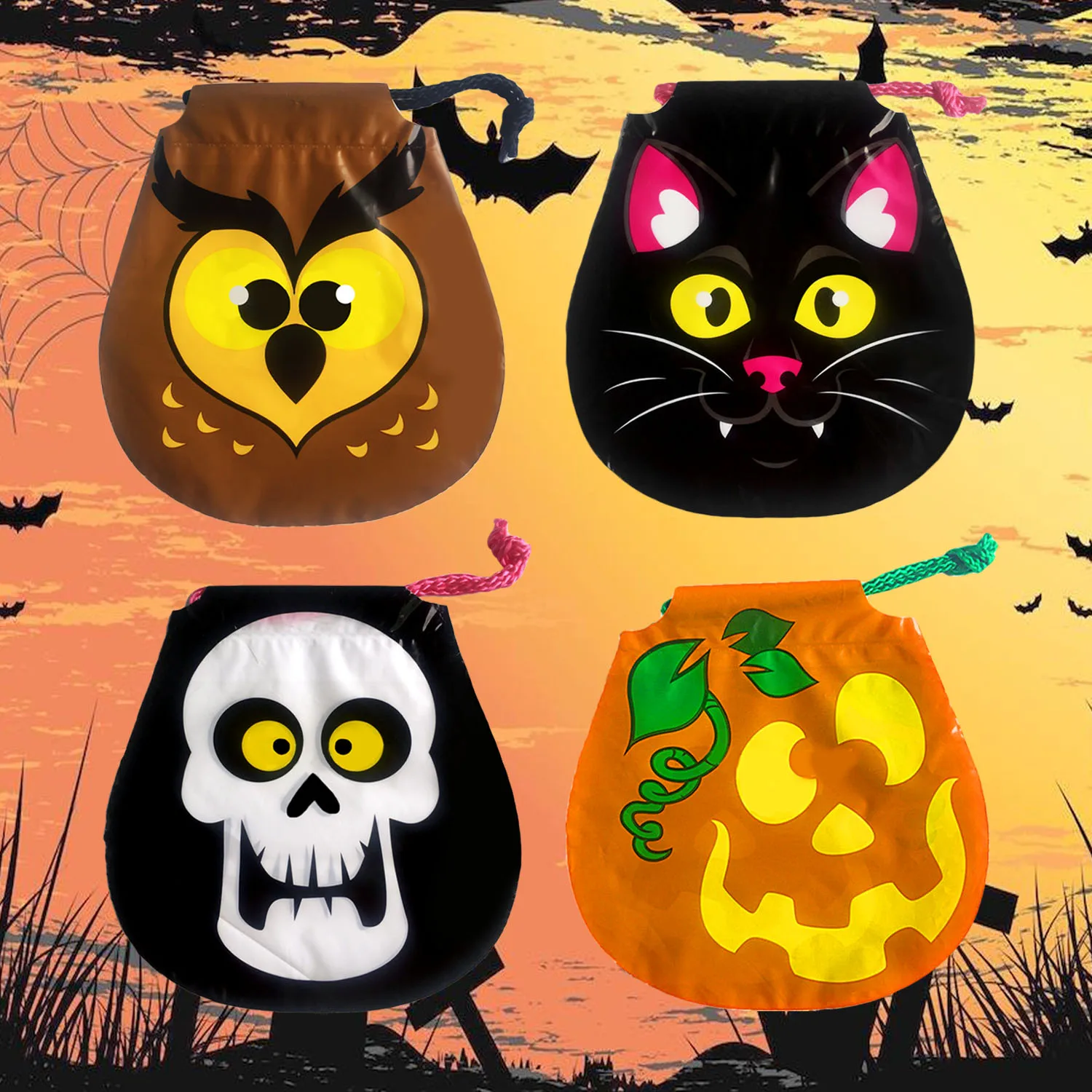 Behogar 24pcs Assorted Styles Cute Halloween Trick or Treat Goodie Bags Drawstring Candy Pouch for Kids Costume Accessory
Behogar 24pcs Assorted Styles Cute Halloween Trick or Treat Goodie Bags Drawstring Candy Pouch for Kids Costume Accessory