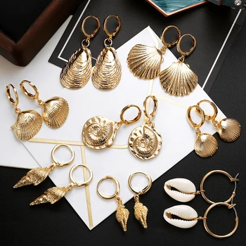 MINHIN Bohemia Sea Shell Earrings For Women Gold Color Statement Dangle Earrings Metal Shell Cowrie Summer Beach Jewelry Gift
MINHIN Bohemia Sea Shell Earrings For Women Gold Color Statement Dangle Earrings Metal Shell Cowrie Summer Beach Jewelry Gift