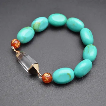Natural Crystal Healing Cylinder Charm Blue Turquoise and Red Agate Beads Bracelets Fashion Jewelry
Natural Crystal Healing Cylinder Charm Blue Turquoise and Red Agate Beads Bracelets Fashion Jewelry