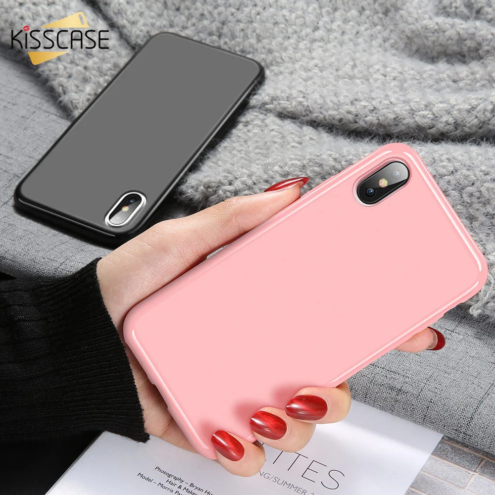 KISSCASE Plain Phone Case For iPhone XR XS Max X Simple Solid Color Cases 8 7 6S 6 Plus 10 5S SE Silicon Cover |